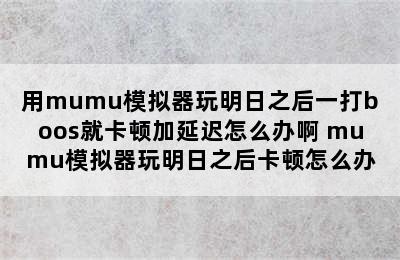 用mumu模拟器玩明日之后一打boos就卡顿加延迟怎么办啊 mumu模拟器玩明日之后卡顿怎么办